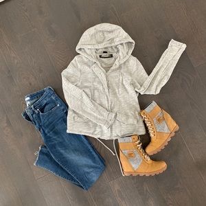 Zip Heathered Hoodie